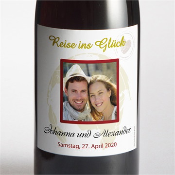 Flaschenetikett Hochzeit reisepass der liebe