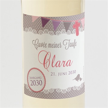 Flaschenetikett Taufe vogelgesang mädchen- schachtel