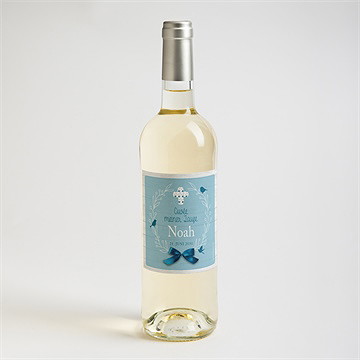 Flaschenetikett Taufe Blaue Schleife - vue 2