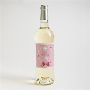 Flaschenetikett Taufe Rosa Schleife - vue 2