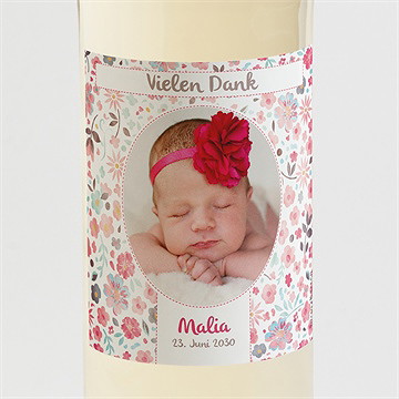 Flaschenetikett Geburt Blumig Frisch
