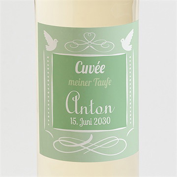 Flaschenetikett Taufe Grünes Patchwork
