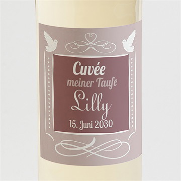 Flaschenetikett Taufe Rosa Patchwork