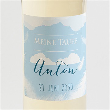 Flaschenetikett Taufe Zarte Federn