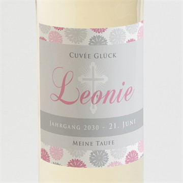 Flaschenetikett Taufe blumen feuerwerk