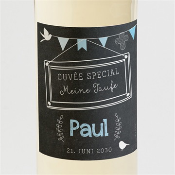 Flaschenetikett Taufe Kreidetafel boy