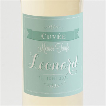 Flaschenetikett Taufe Grüne kalligrafie