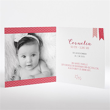 Geburtskarte Rosa Wimpel - Vue 2