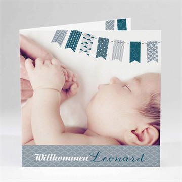 Geburtskarte Blaue wimpel