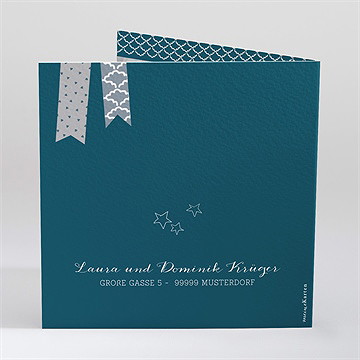 Geburtskarte Blaue Wimpel - vue 3