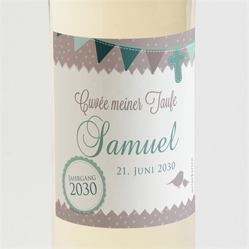 Flaschenetikett Taufe vogelgesang junge