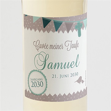 Flaschenetikett Taufe Vogelgesang Junge