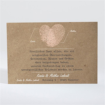 Dankeskarte Hochzeit Herzabdruck - vue 2