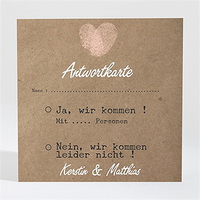 Antwortkarte Hochzeit herzabdruck