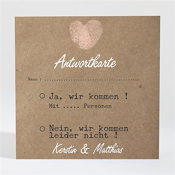 Antwortkarte Hochzeit Herzabdruck