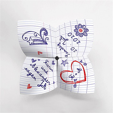 Hochzeitseinladung Schreibschrift - Origami - Vue 2