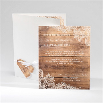 Hochzeitseinladung Holzig