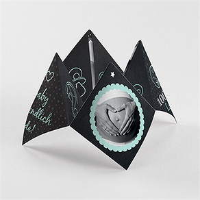 Geburtskarte schiefertafel origami