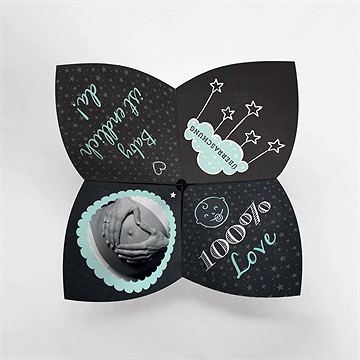 Geburtskarte Schiefertafel Origami - Vue 2