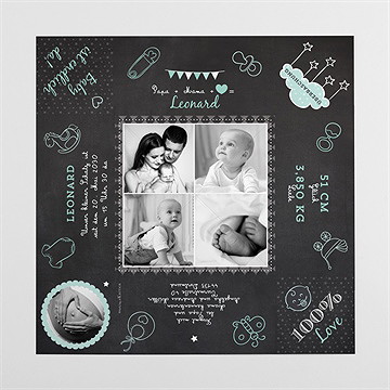 Geburtskarte Schiefertafel Origami - Vue 4