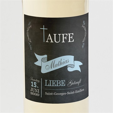 Flaschenetikett Taufe Stolz