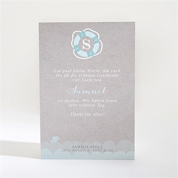 Dankeskarte Taufe matrose in blau - Vue 2