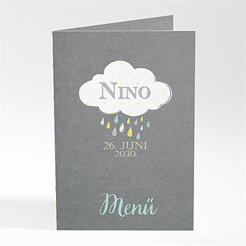 Menükarte Taufe glücksregen junge