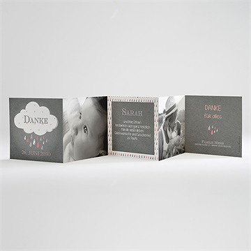 Dankeskarte Taufe glücksregen mädchen - Vue 2