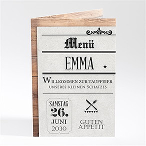 Menükarte Taufe titelstory
