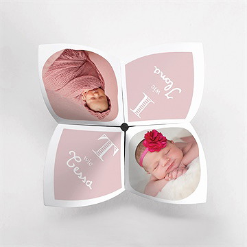 Geburtskarte Origami Zwillinge Mädchen - Vue 2