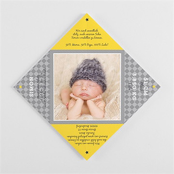 Geburtskarte Schwarz Und Gelb - Vue 3