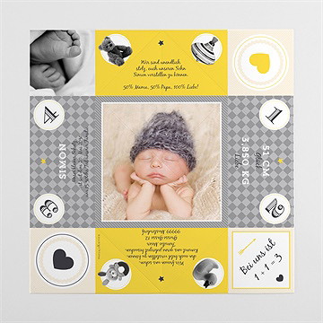 Geburtskarte Schwarz Und Gelb - Vue 4