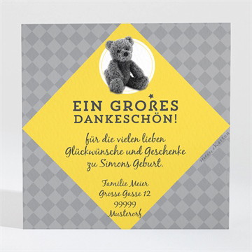 Dankeskarte Geburt Schwarz und gelb