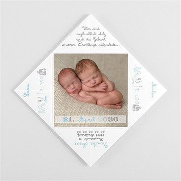 Geburtskarte Origami Zwillinge Jungen - Vue 3