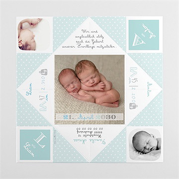 Geburtskarte Origami Zwillinge Jungen - Vue 4