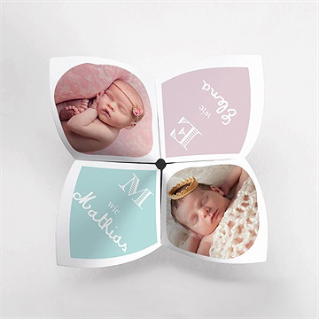 Geburtskarte Origami Zwillinge - Vue 2