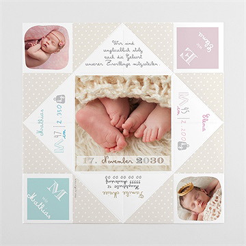 Geburtskarte Origami Zwillinge - Vue 4