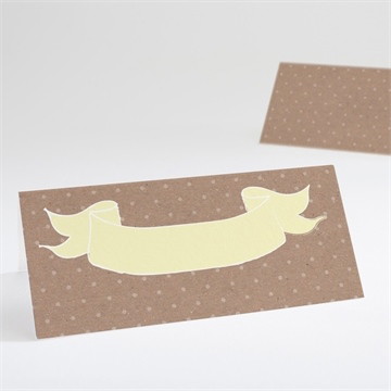 Tischkarte Taufe Pictos rund und kraft in gelb