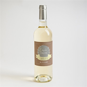 Flaschenetikett Taufe Pictos Rund Und Kraft In Gelb - Vue 2