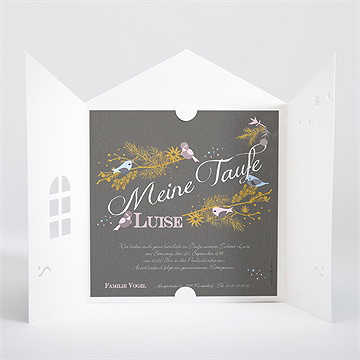 Einladung Taufe goldener vogel mädchen - Vue 2