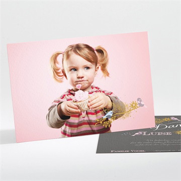 Dankeskarte Taufe Goldener vogel mädchen