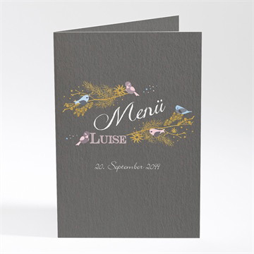 Menükarte Taufe goldener vogel mädchen