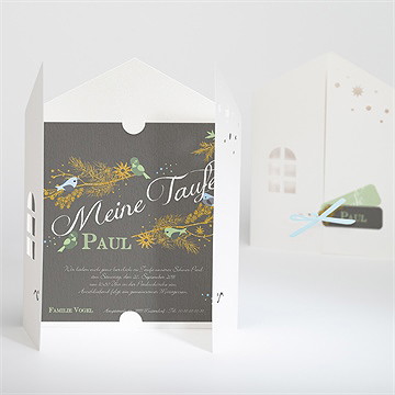 Einladung Taufe goldener vogel junge