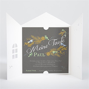Einladung Taufe goldener vogel junge - Vue 2