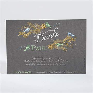 Dankeskarte Taufe goldener vogel junge - Vue 2