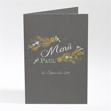 Menükarte Taufe goldener vogel junge