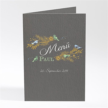 Menükarte Taufe goldener vogel junge