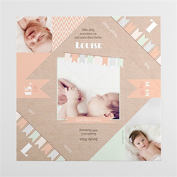 Geburtskarte Girlande Auf Kraftpapier - Vue 4