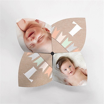 Geburtskarte Girlande Auf Kraftpapier - Vue 2