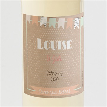 Flaschenetikett Geburt Girlande auf kraftpapier